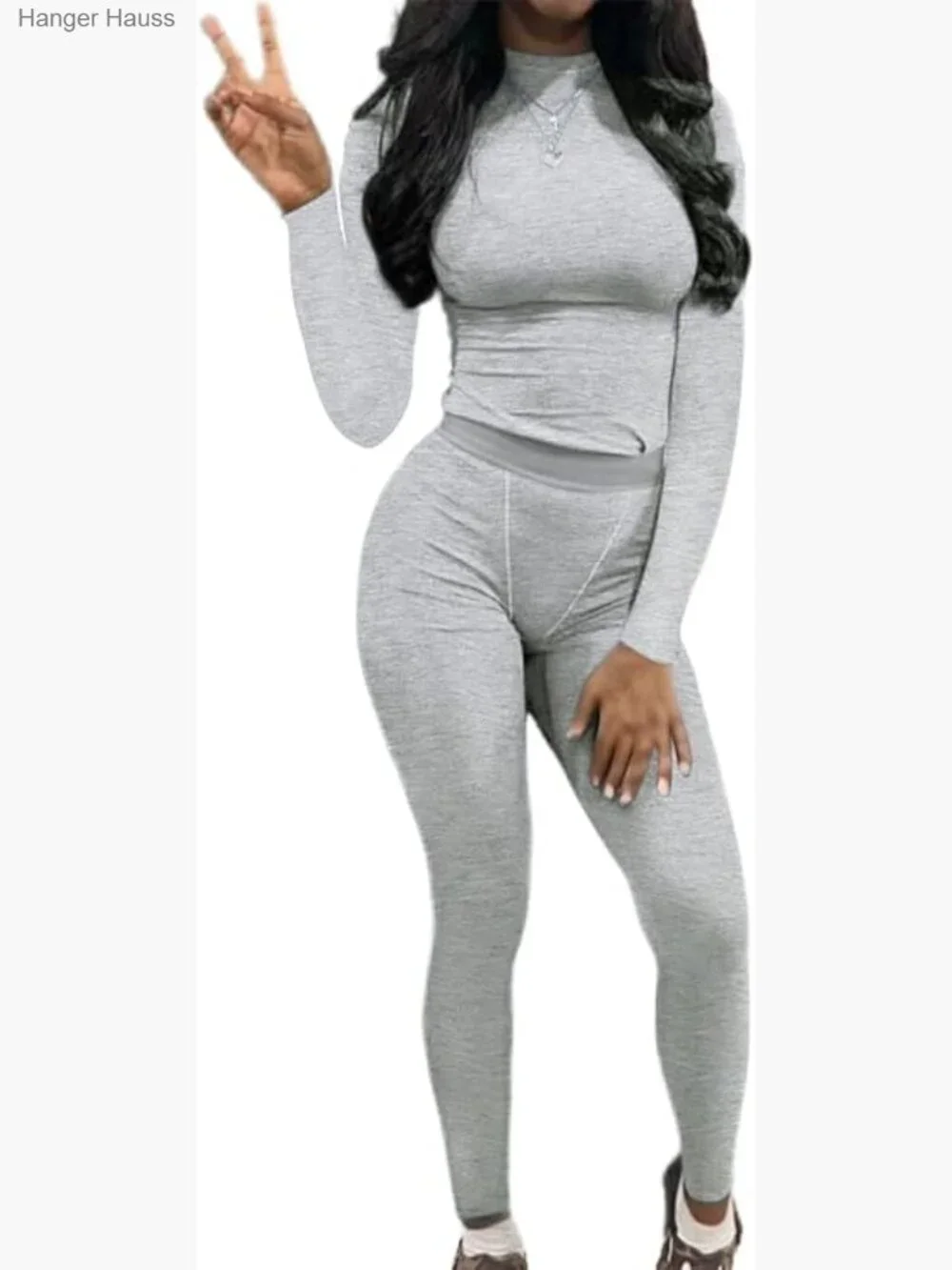 Ribbed 2 Piece Outfit - Long Sleeve Tee & Leggings/Shorts Set